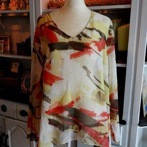 Chico's asymmetrical sheer tunic top size 2